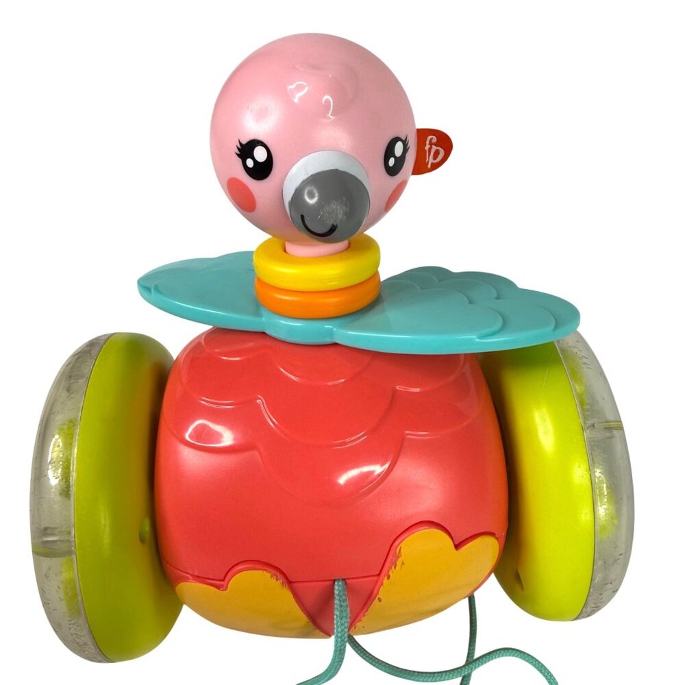 Fisher Price Paradise Pals Pull Along Flamingo Toddler Toy Bead Filled Wheels - Picture 2 of 10